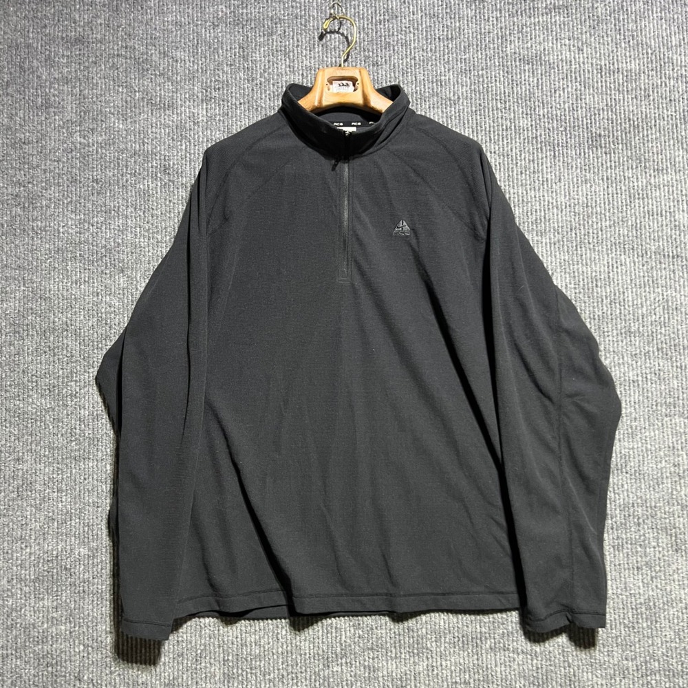 Nike ACG 1/4 Zip Fleece Pullover Mens XXL Black Gorpcore Grid Texture Mock Neck